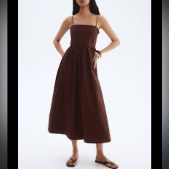 Zara Dresses & Skirts - Zara COTTON STRAPPY DRESS dark brown small NWOT